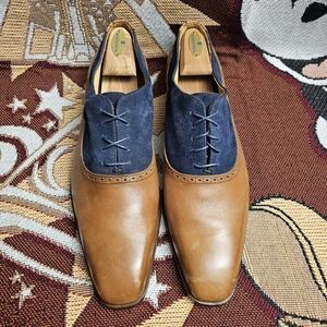 PAUL FREDRICK Suede Leather Shoes Men’s Size 13 Oxford Italy Made  Blue/Brown